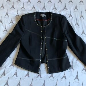LAURA PETITES BLACK JACKET WITH LEATHER DETAILS SIZE 8